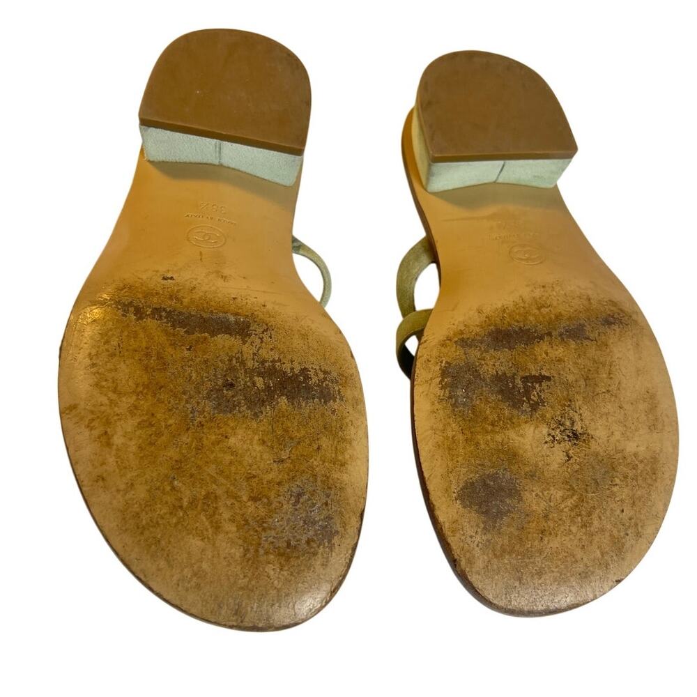 Chanel 18C Paris Greece CC Suede Slide Mule Sandals Seafoam 38.5 Rare - Picture 4 of 9